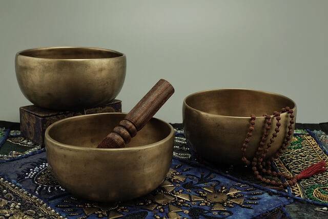 Copper bowls used by a shamanic healers.